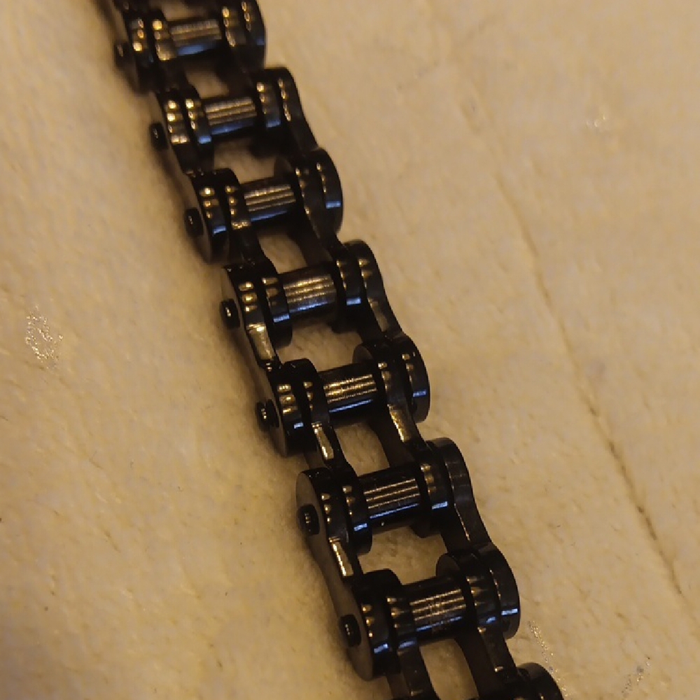 Men's Sleek Glossy Black Stainless Steel Link Bracelet - Picture 5 of 5